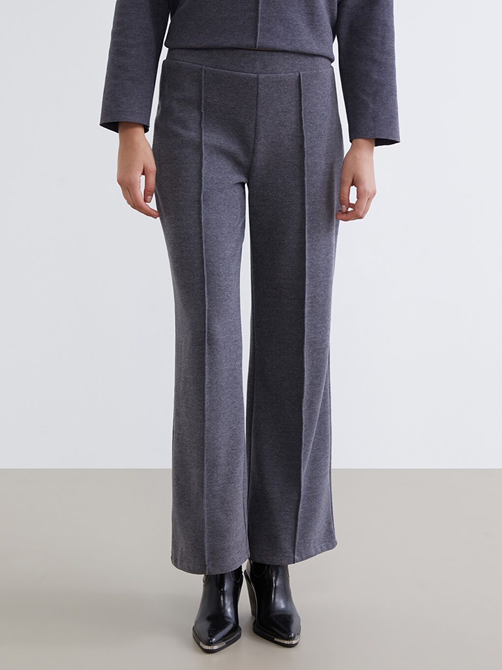 Elasticated Waist Women's Knitwear Trousers-1