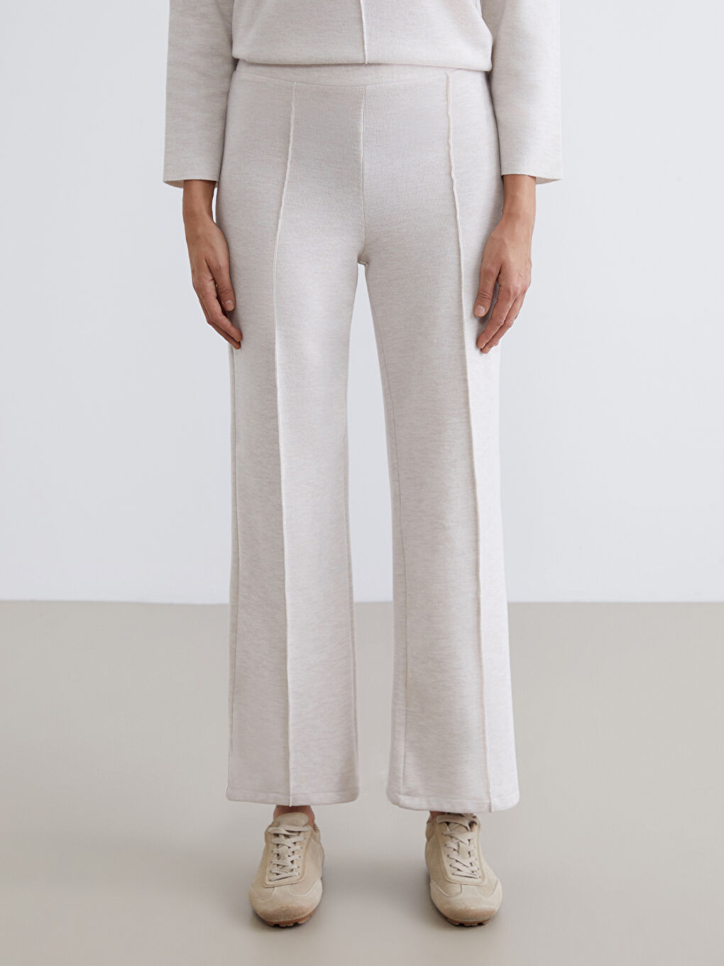 Elasticated Waist Women's Knitwear Trousers-1