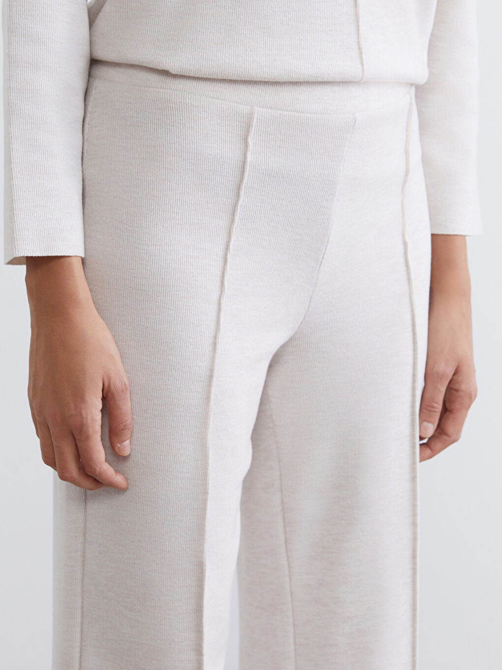 Elasticated Waist Women's Knitwear Trousers-2