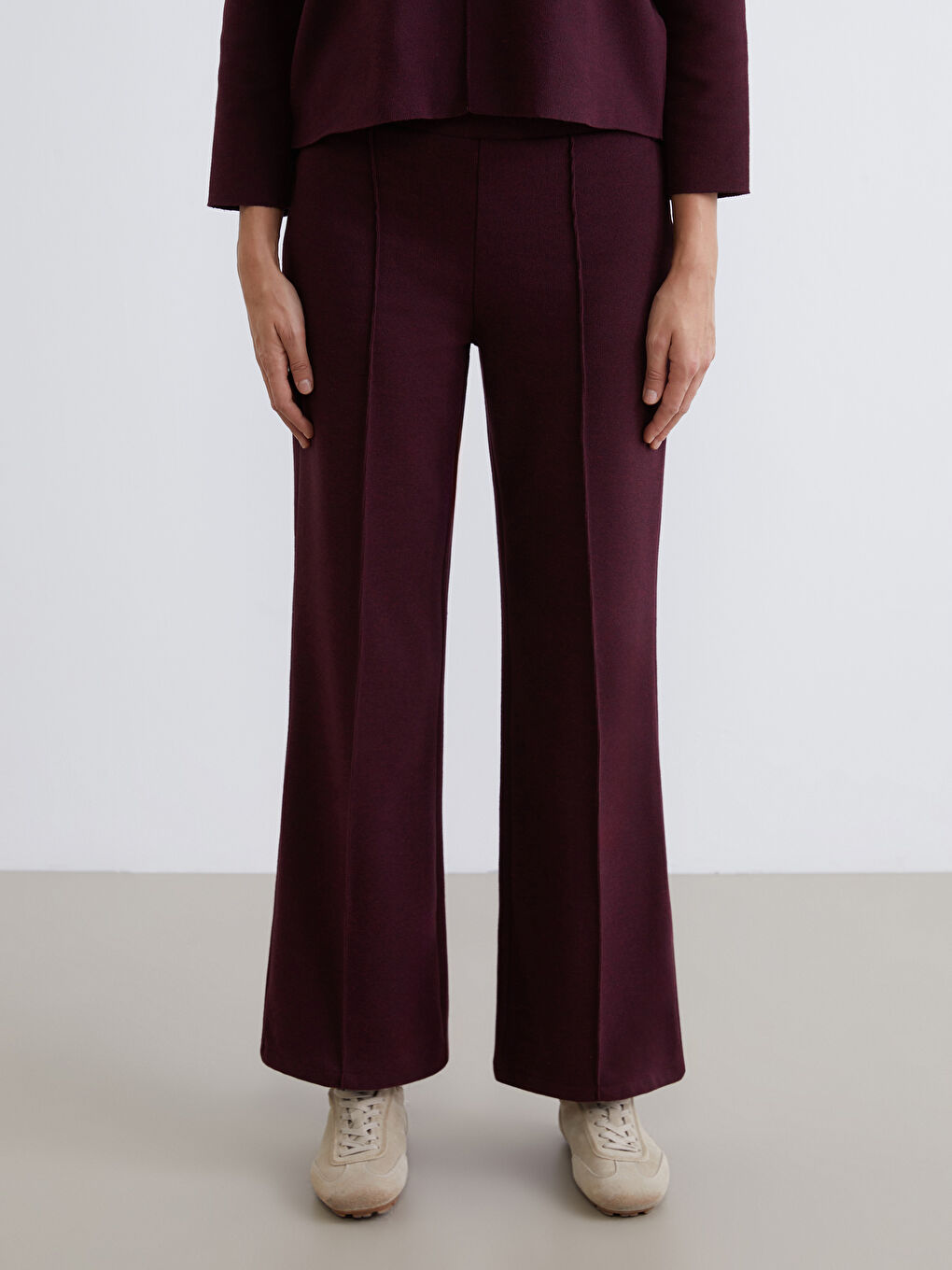 Elasticated Waist Women's Knitwear Trousers-1