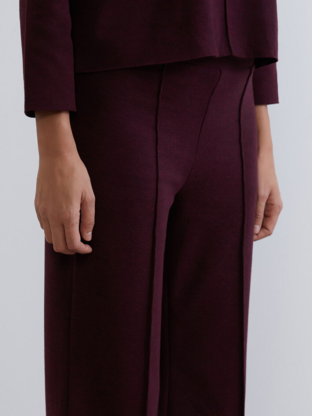 Elasticated Waist Women's Knitwear Trousers-2