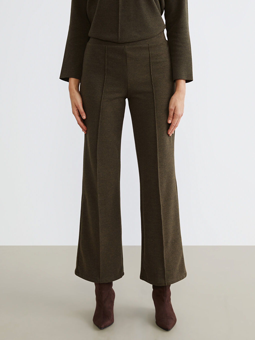 Elasticated Waist Women's Knitwear Trousers-1