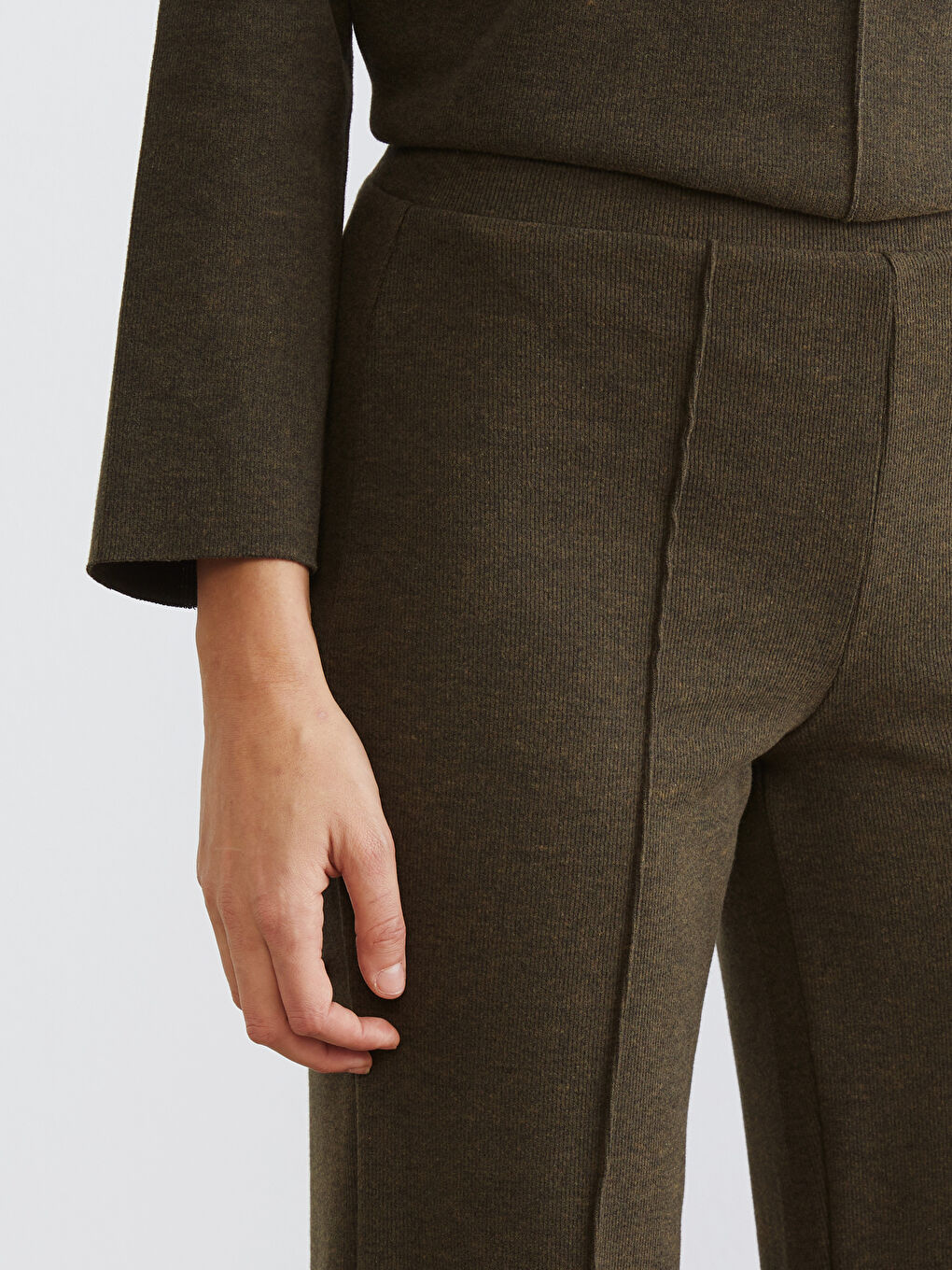 Elasticated Waist Women's Knitwear Trousers-2