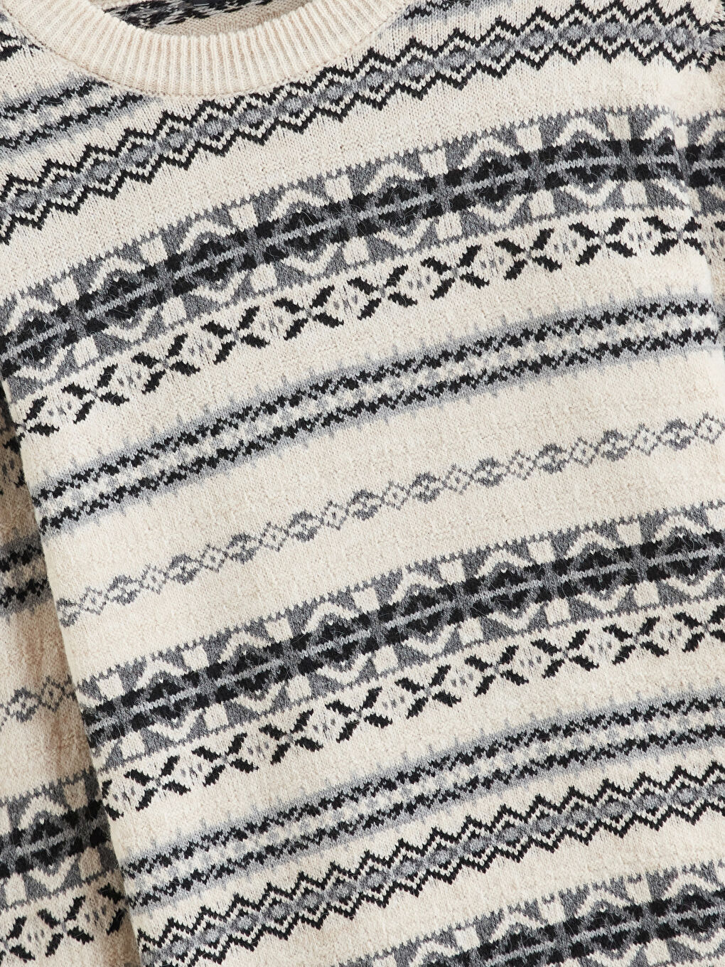 Crew Neck Long Sleeve Patterned Men's Knitwear Sweater-10