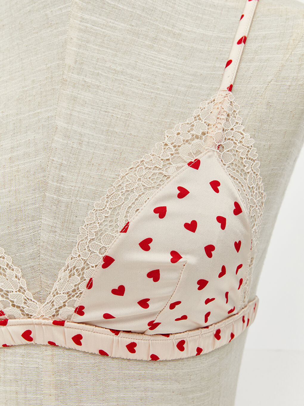 Pembe Balensiz Dolgusuz Baskılı Saten Fantezi Bralet-2