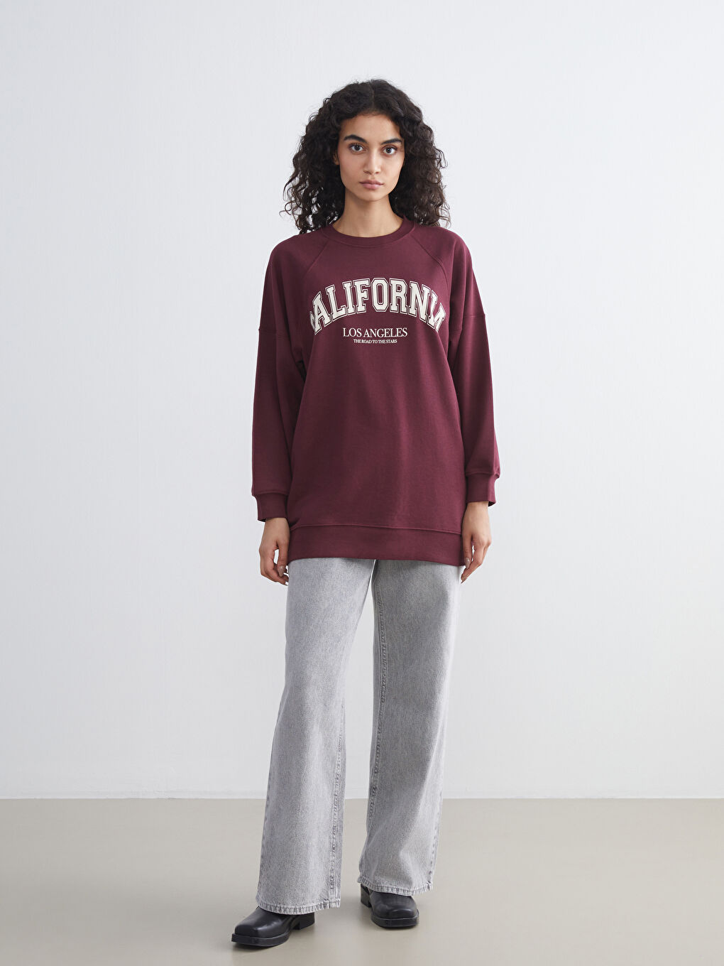 Crew Neck Paris Printed Oversize Women's Sweatshirt Tunic-1