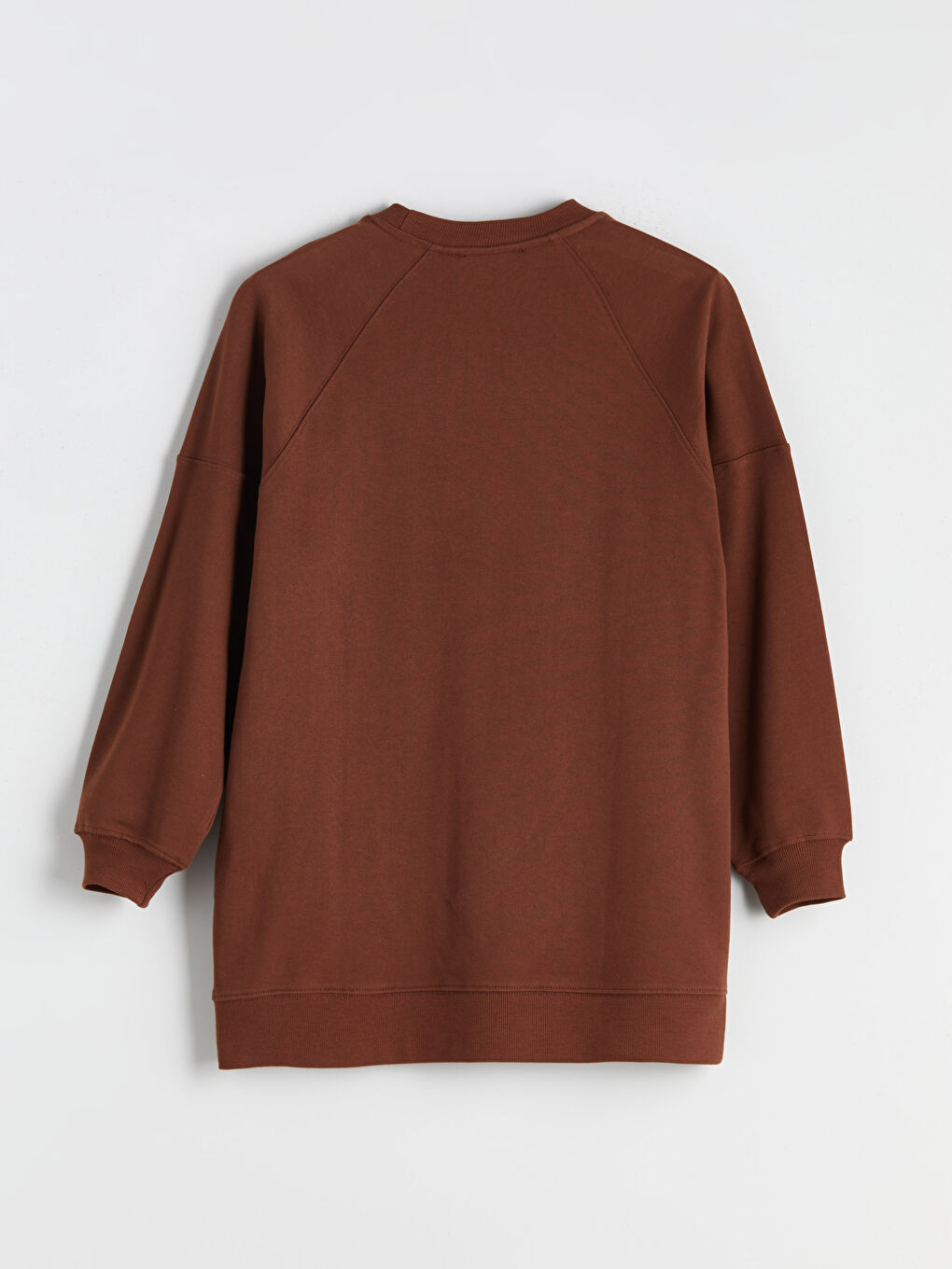 Kahverengi Bisiklet Yaka Paris Baskılı Oversize Kadın Sweatshirt Tunik-5