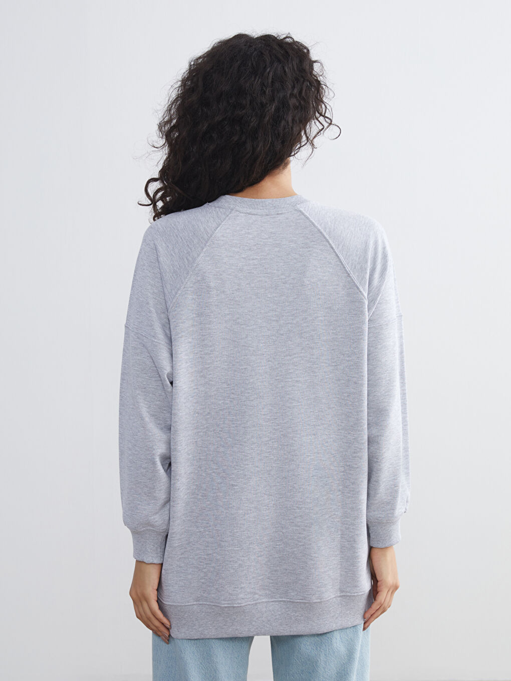 Gri İstanbul Baskılı Oversize Kadın Sweatshirt Tunik-3