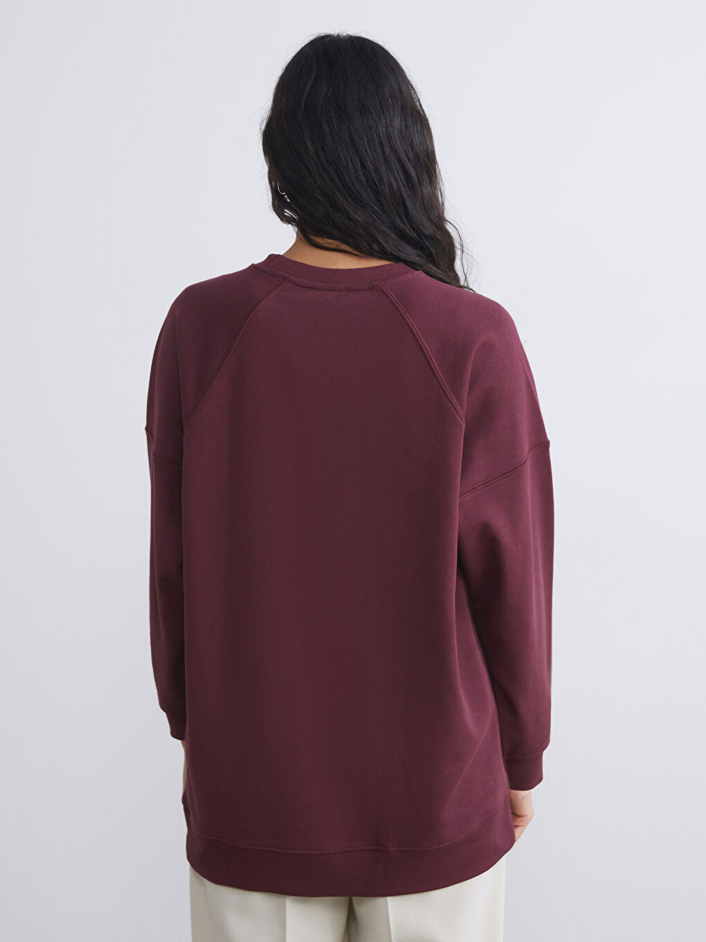 Bordo İstanbul Baskılı Oversize Kadın Sweatshirt Tunik-3
