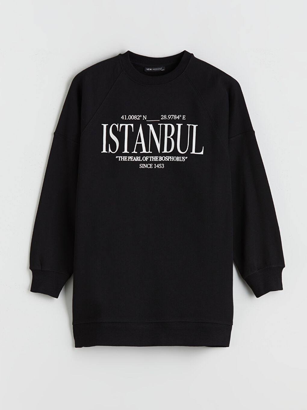 Siyah İstanbul Baskılı Oversize Kadın Sweatshirt Tunik-4