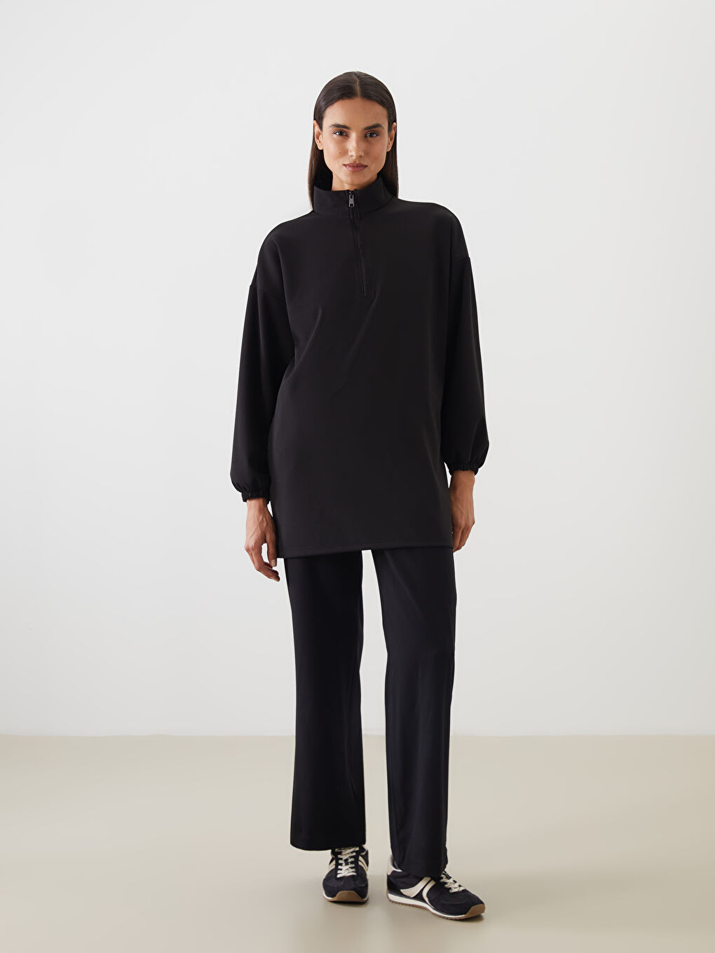 LCW Modest Funnel Neck Oversize Women's Sweatshirt Tunic -W5DH87Z8-CVL