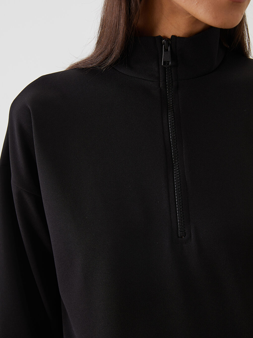LCW Modest Funnel Neck Oversize Women's Sweatshirt Tunic -W5DH87Z8-CVL