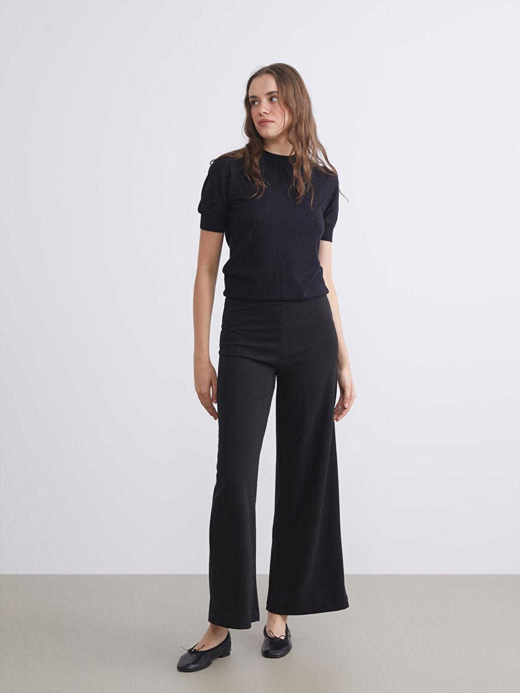 LCW Modest Elastic Waist Wide Leg Women's Trousers -W5DH88Z8-CVL