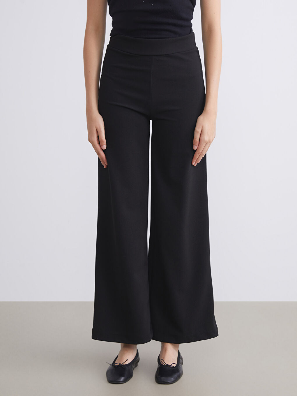 LCW Modest Elastic Waist Wide Leg Women's Trousers -W5DH88Z8-CVL