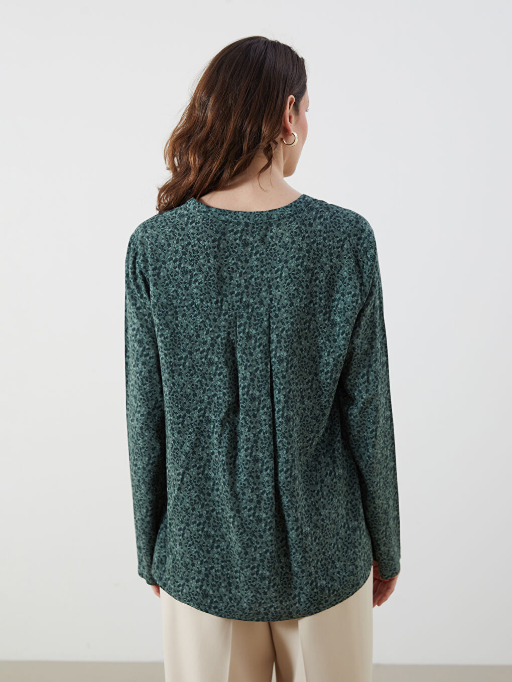Notch Neck Patterned Blouse-3