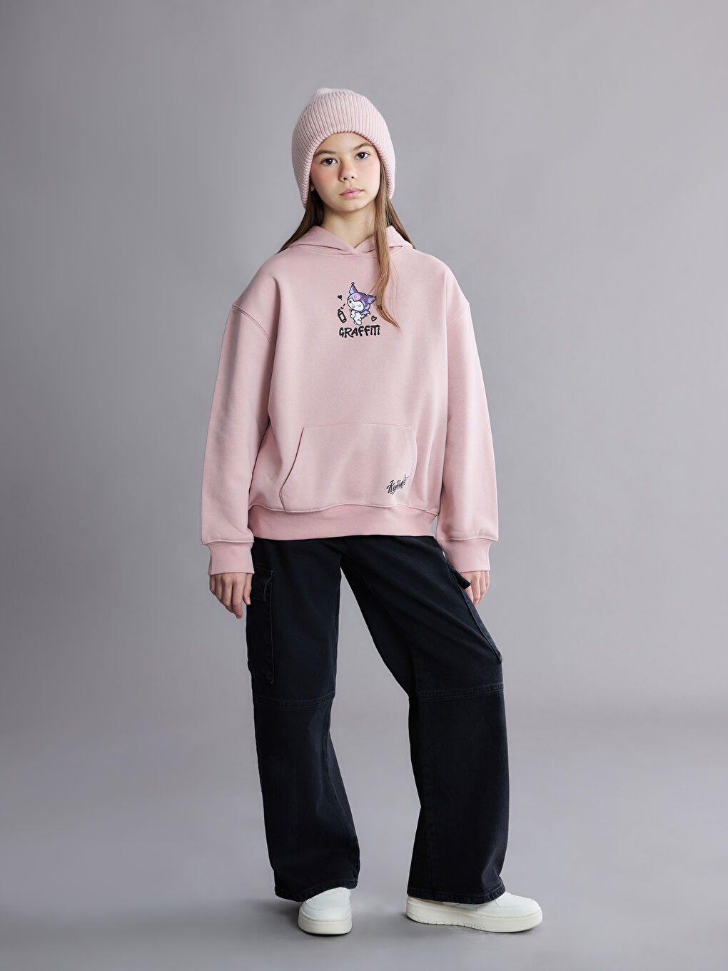 Φούτερ Με Κουκούλα Kuromi Εκτυπωμένο για Κορίτσια-1