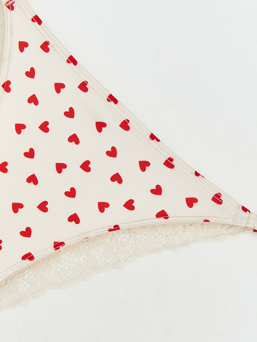 Pembe Kalp Desenli Dantelli Fantezi Brazilian Külot-2