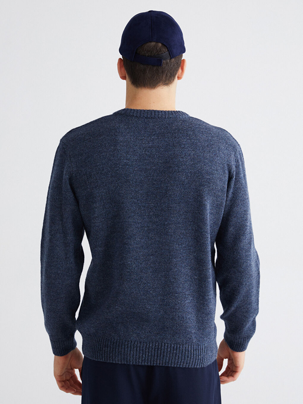 İndigo Bisiklet Yaka Erkek Triko Kazak-3