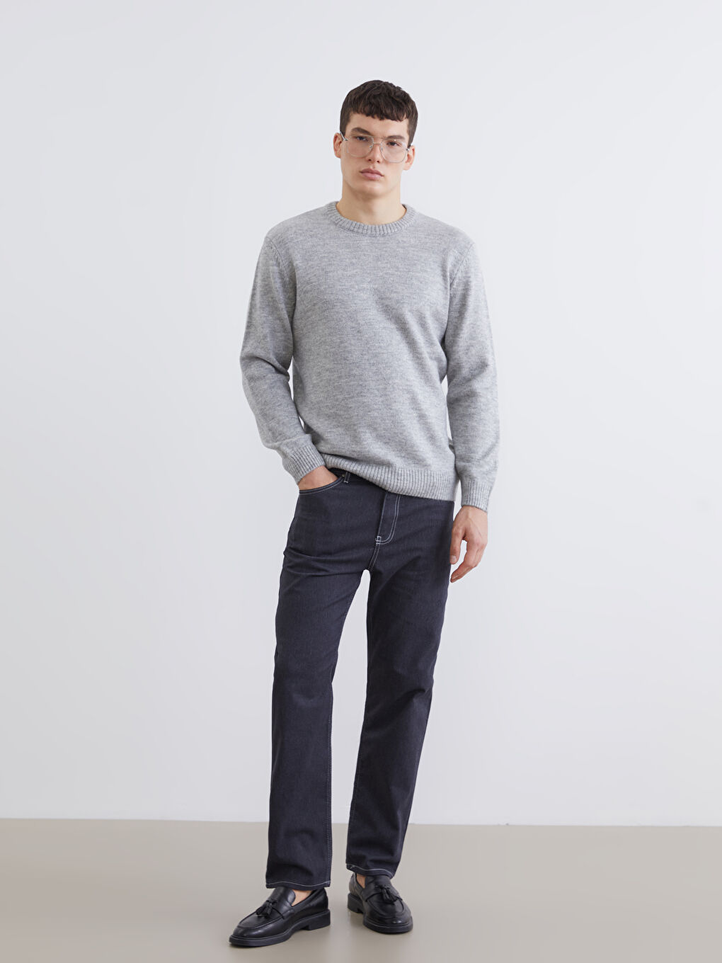 Antrasit Bisiklet Yaka Erkek Triko Kazak-1