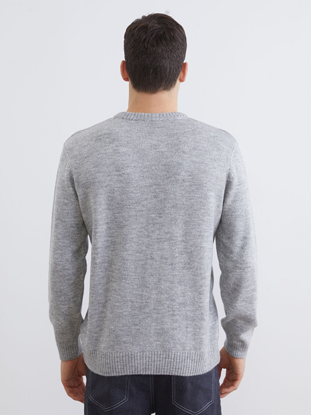 Antrasit Bisiklet Yaka Erkek Triko Kazak-3