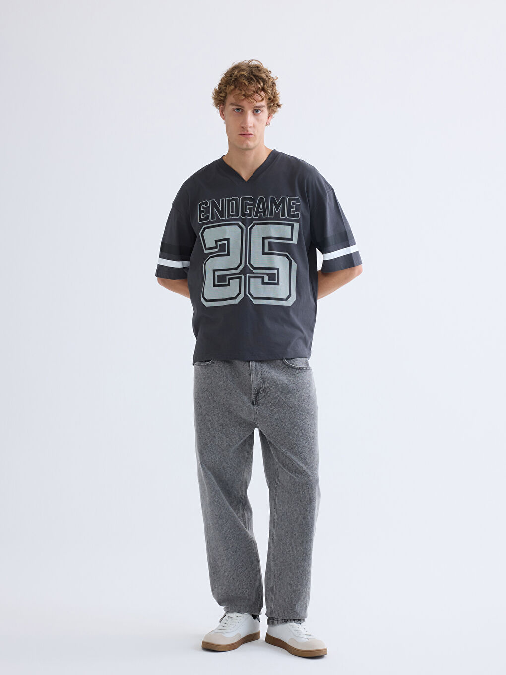 Antrasit Baggy Fit Erkek Jean Pantolon