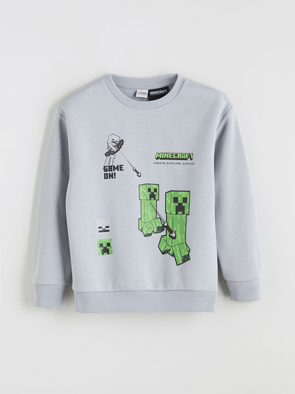 Crew Neck Minecraft Printed Boys' Sweatshirt