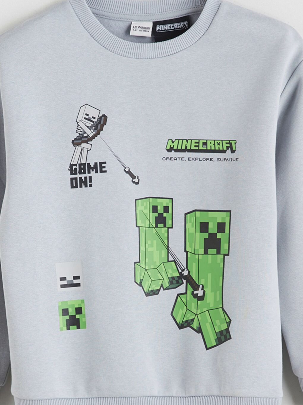 Crew Neck Minecraft Printed Boys' Sweatshirt-1