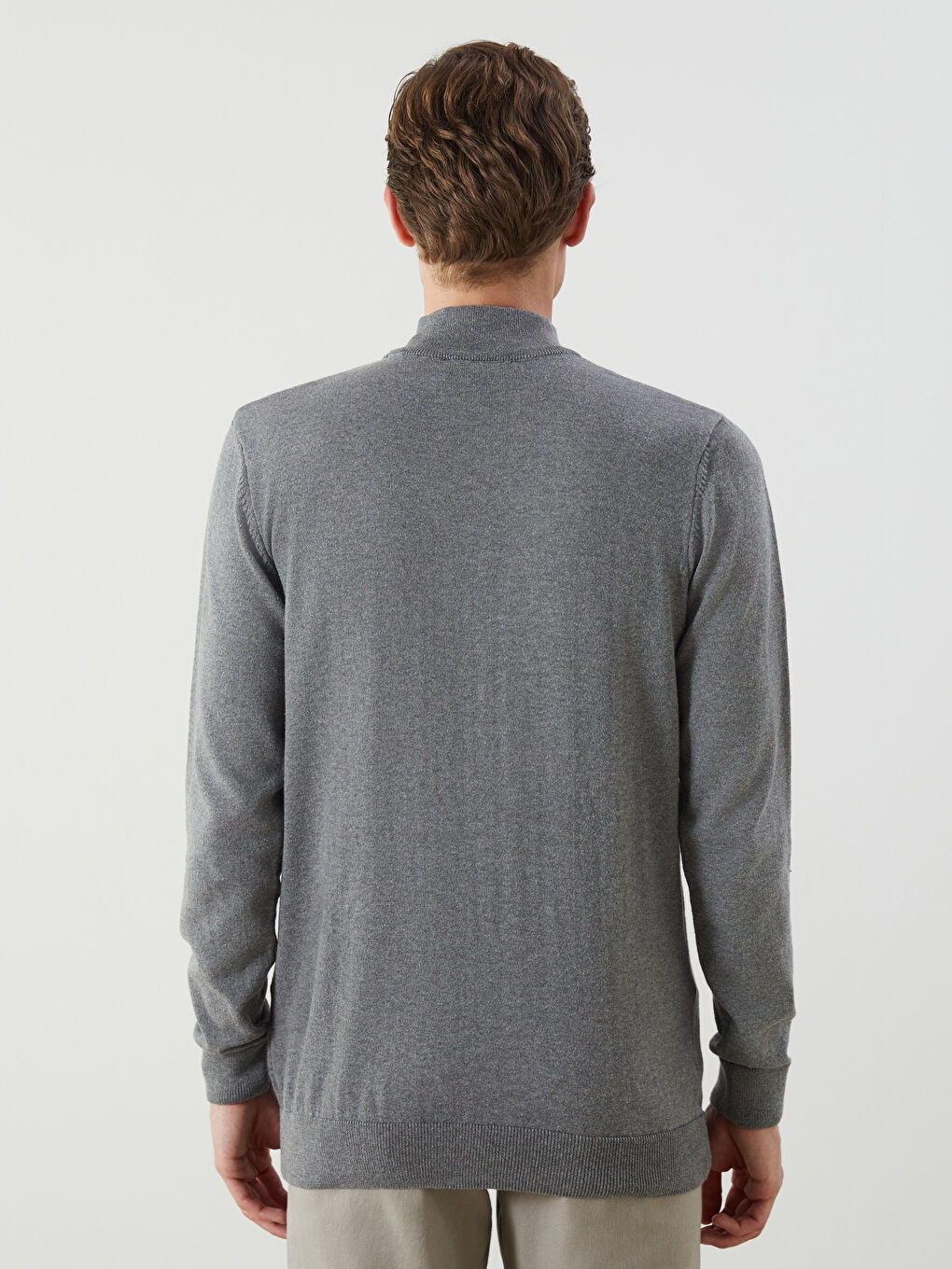 سترة تريكو بياقة هاي نيك / ياقة هاي نيك وهمية للرجال-3