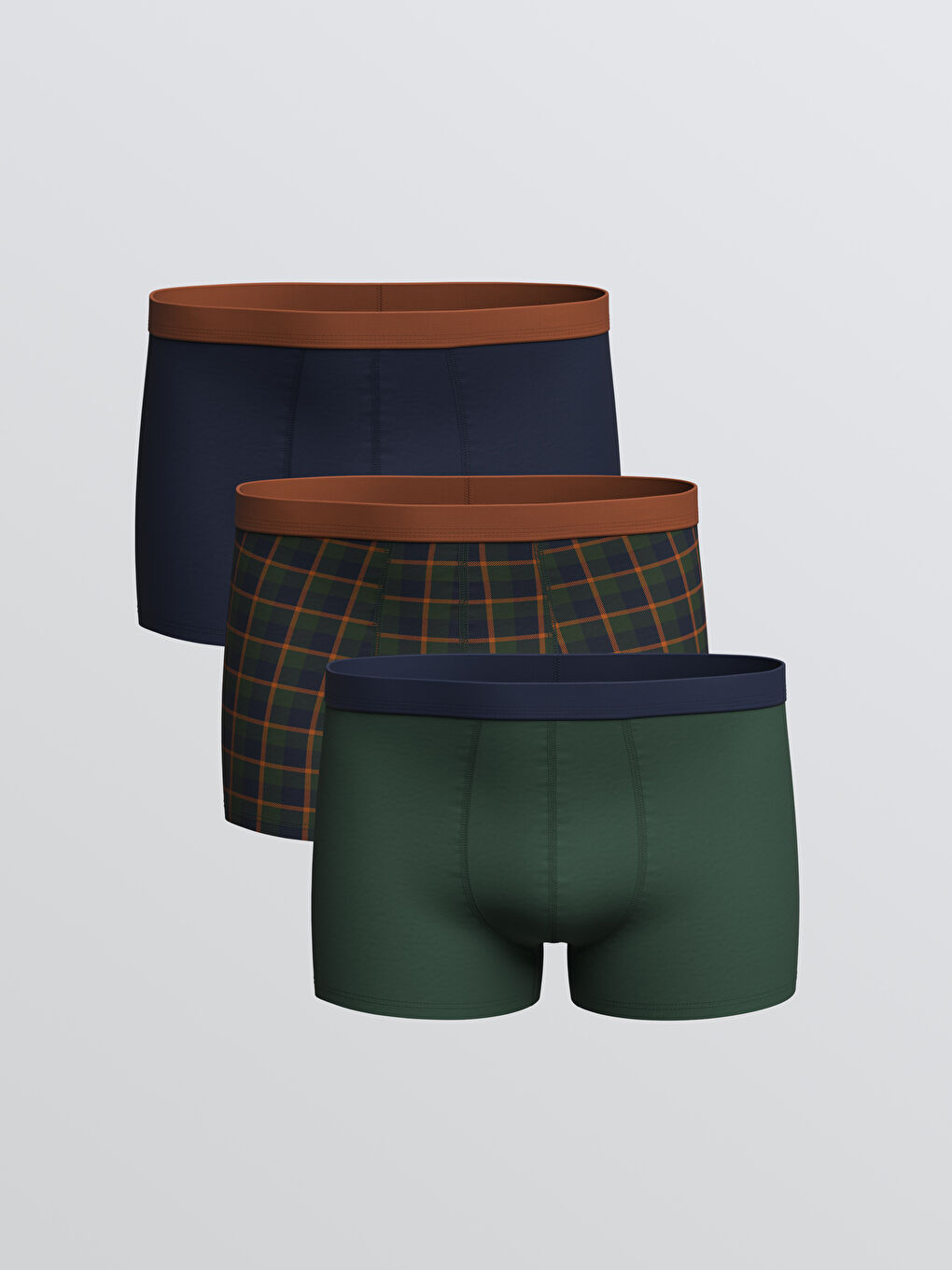 Lacivert Standart Kalıp Pamuklu Esnek Erkek Boxer 3'lü