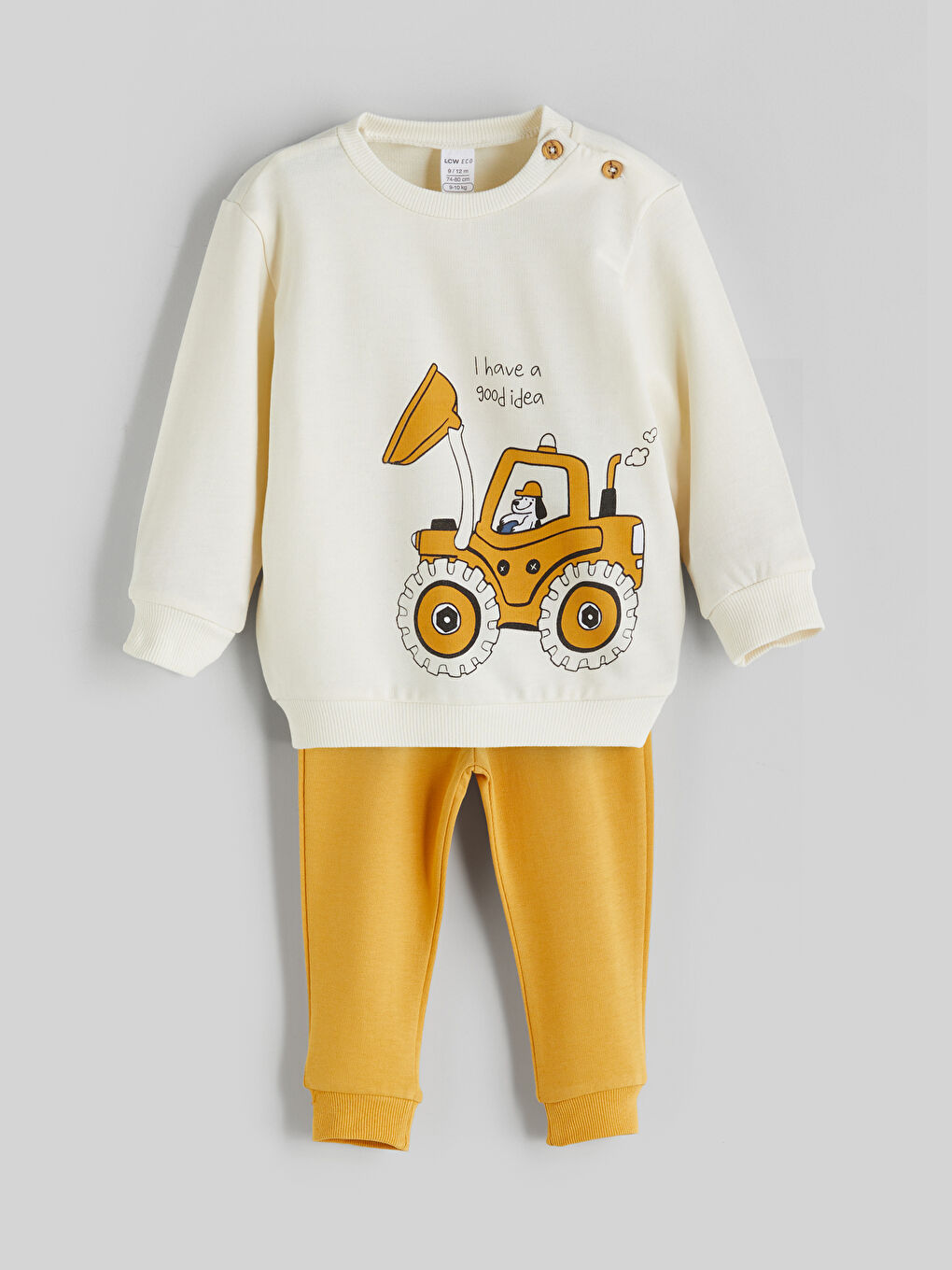 LCW ECO Printed Baby Boy Sweatshirt And Sweatpants Set (2 Pieces) -W5DI29Z1-QVK