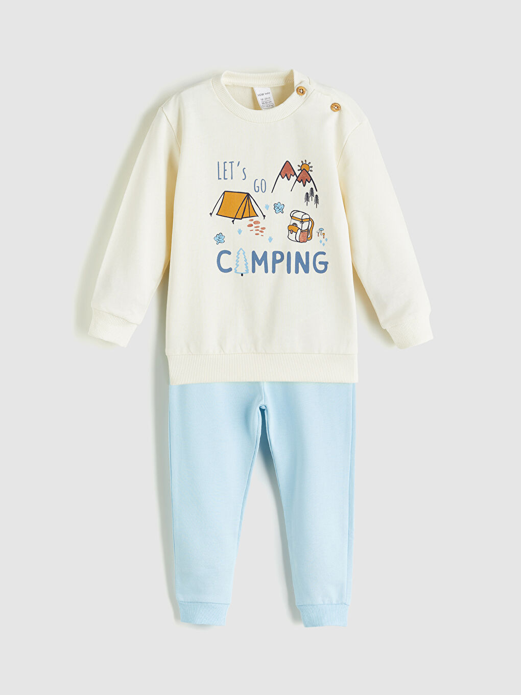 Crew Neck Printed Baby Boys' Sweatshirt and Tracksuit Bottom 2 Pack