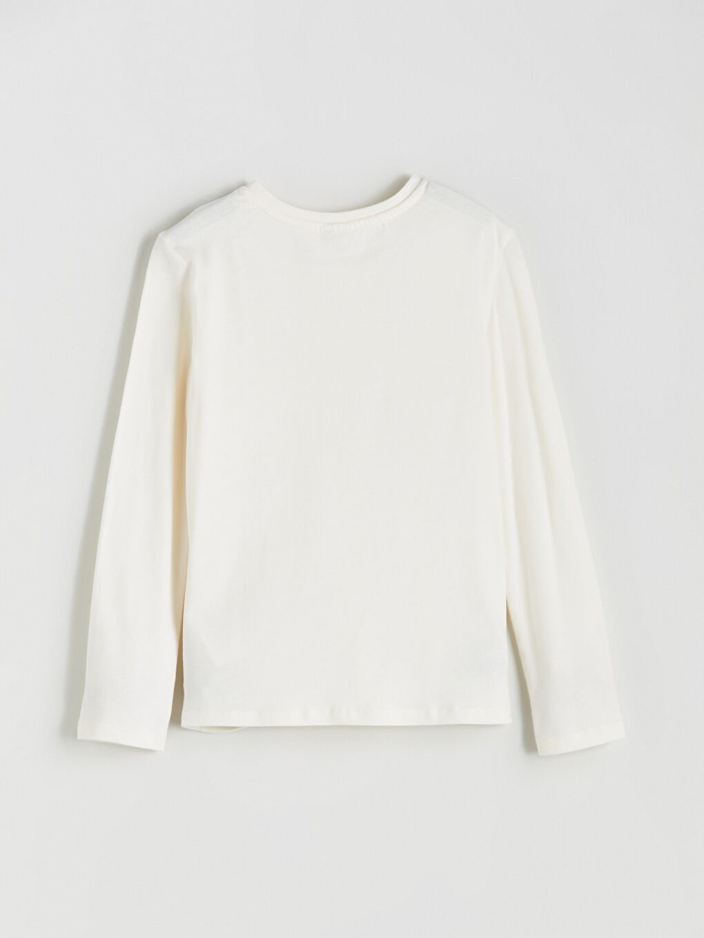 Ekru Bisiklet Yaka Kız Çocuk Tişört-1