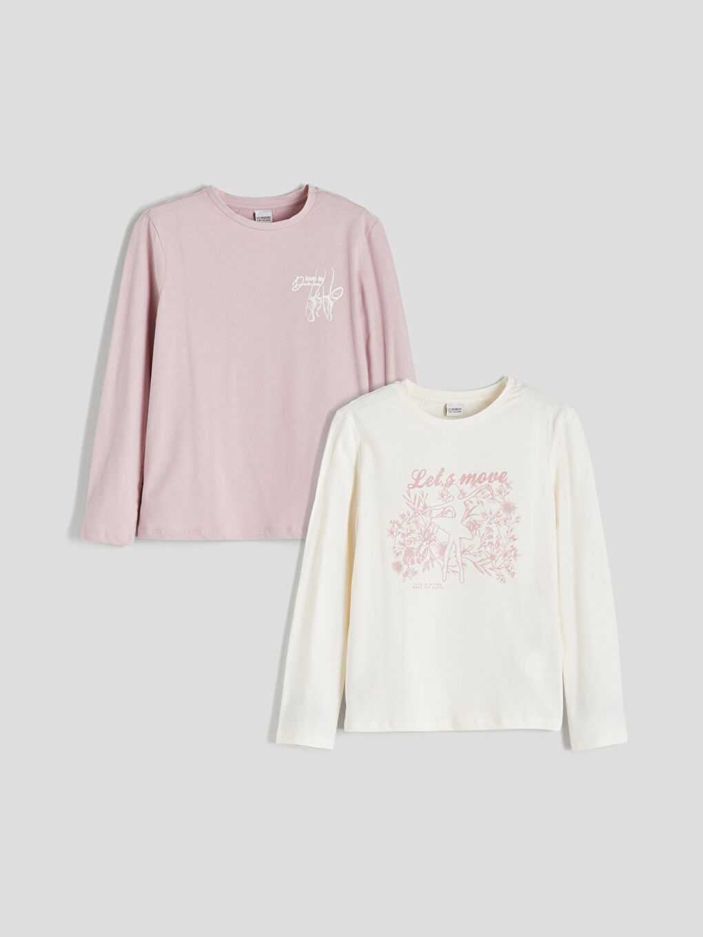 LCW Kids Crew Neck Printed Girls' T-Shirt 2 Pack -W5DI44Z4-FES