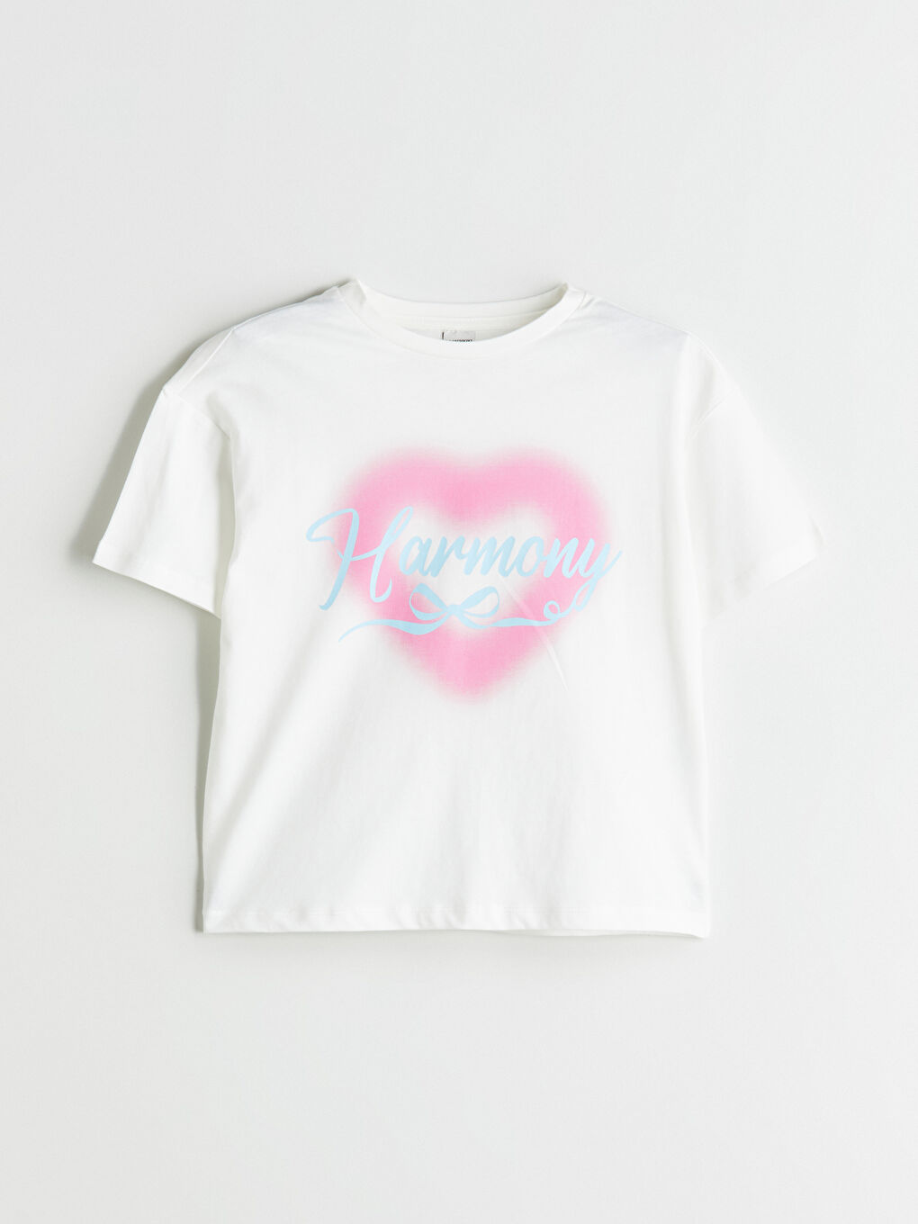 Ekru Bisiklet Yaka Kız Çocuk Tişört