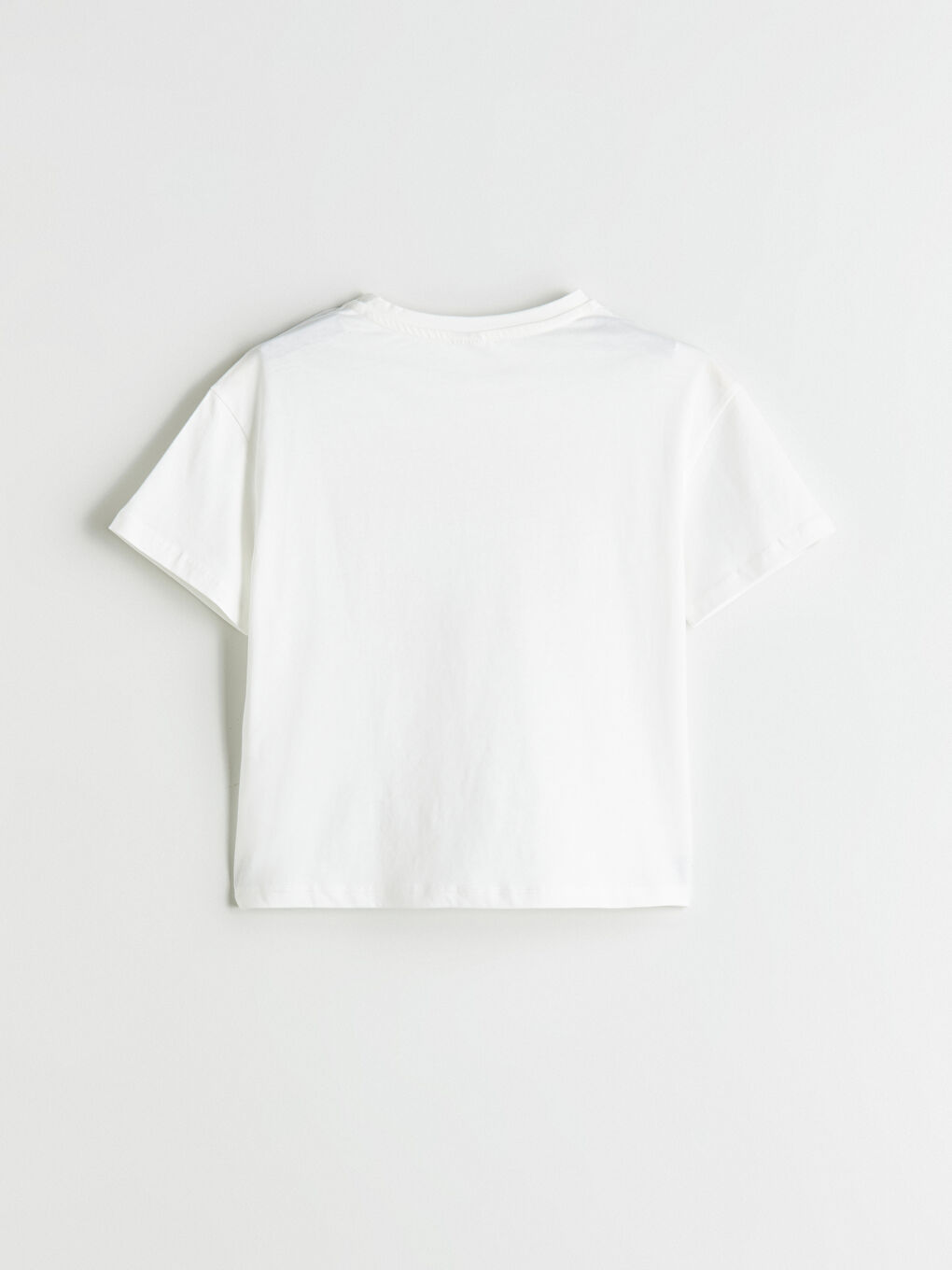 Ekru Bisiklet Yaka Kız Çocuk Tişört-2