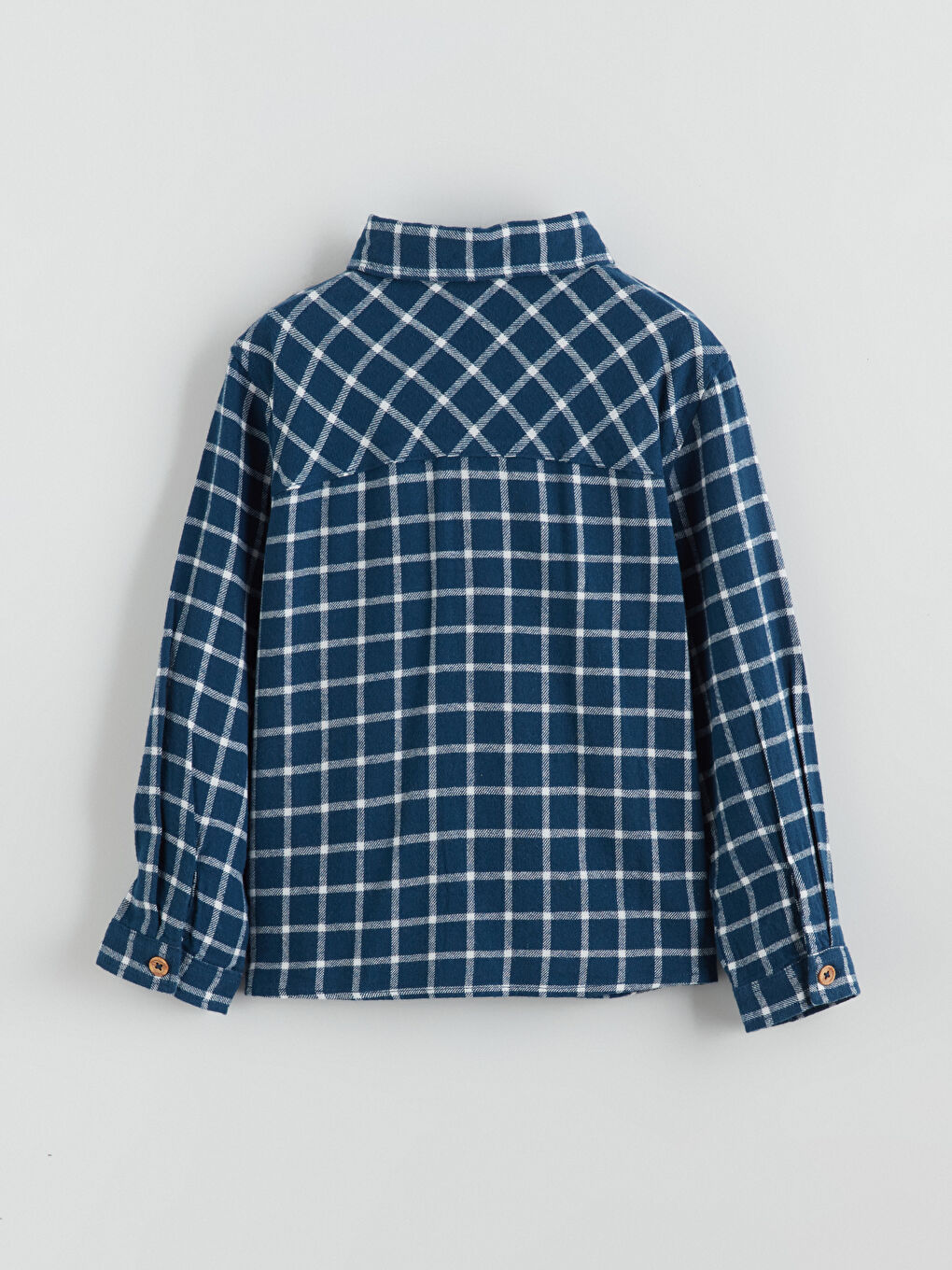 Plaid Long Sleeve Gabardine Boy Shirt-1
