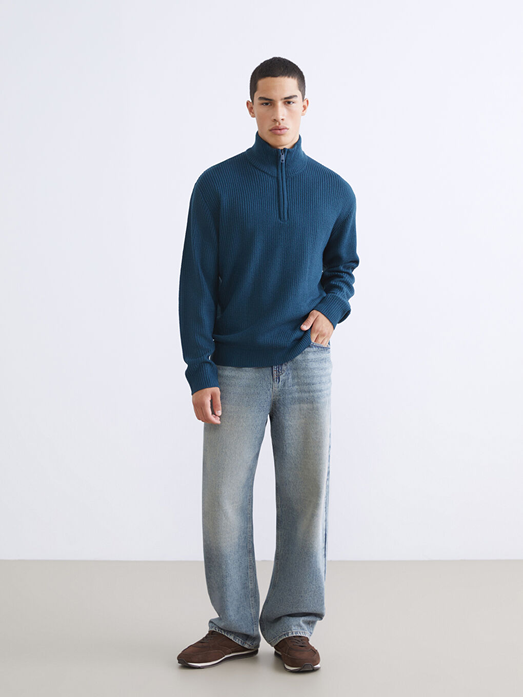 Standard Fit Stand Collar Men's Sweater-1