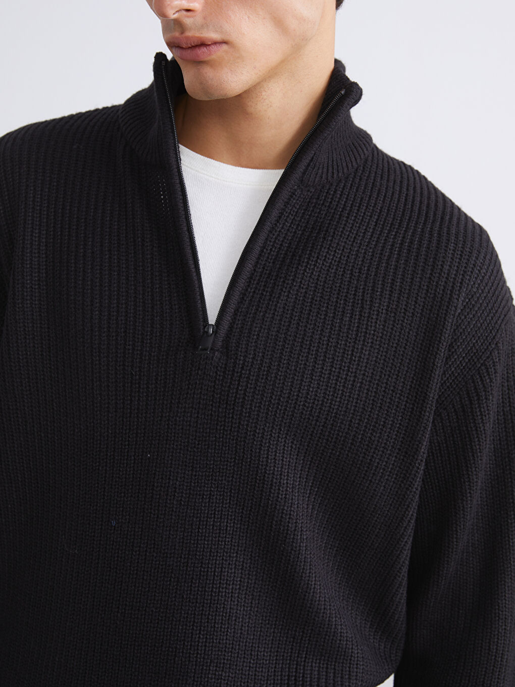 Standard Fit Stand Collar Men's Sweater-2