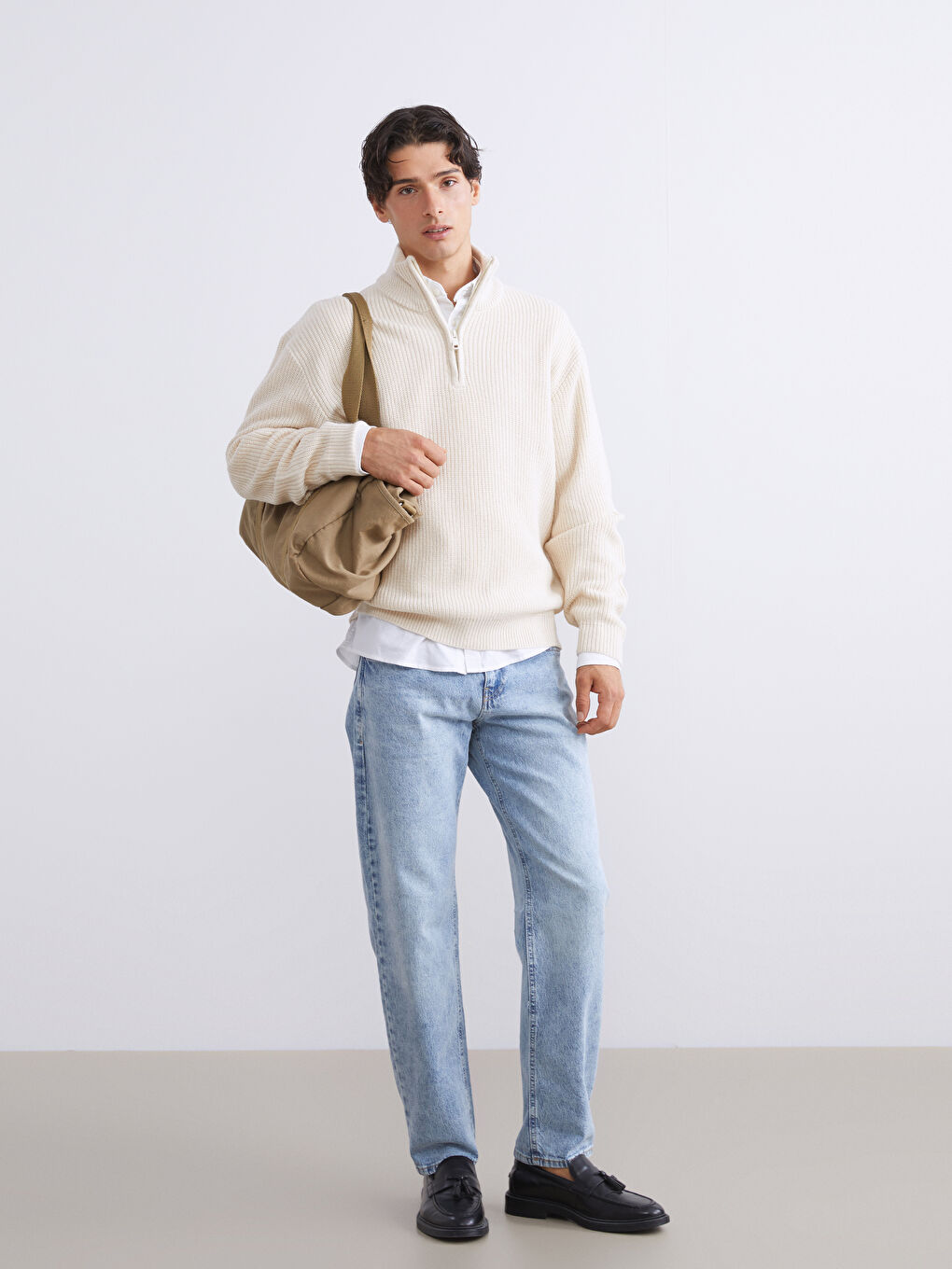 Standard Fit Stand Collar Men's Sweater-1