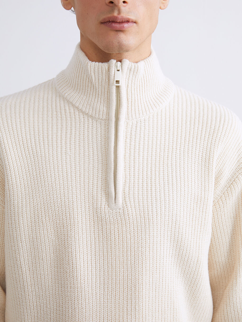 Standard Fit Stand Collar Men's Sweater-2