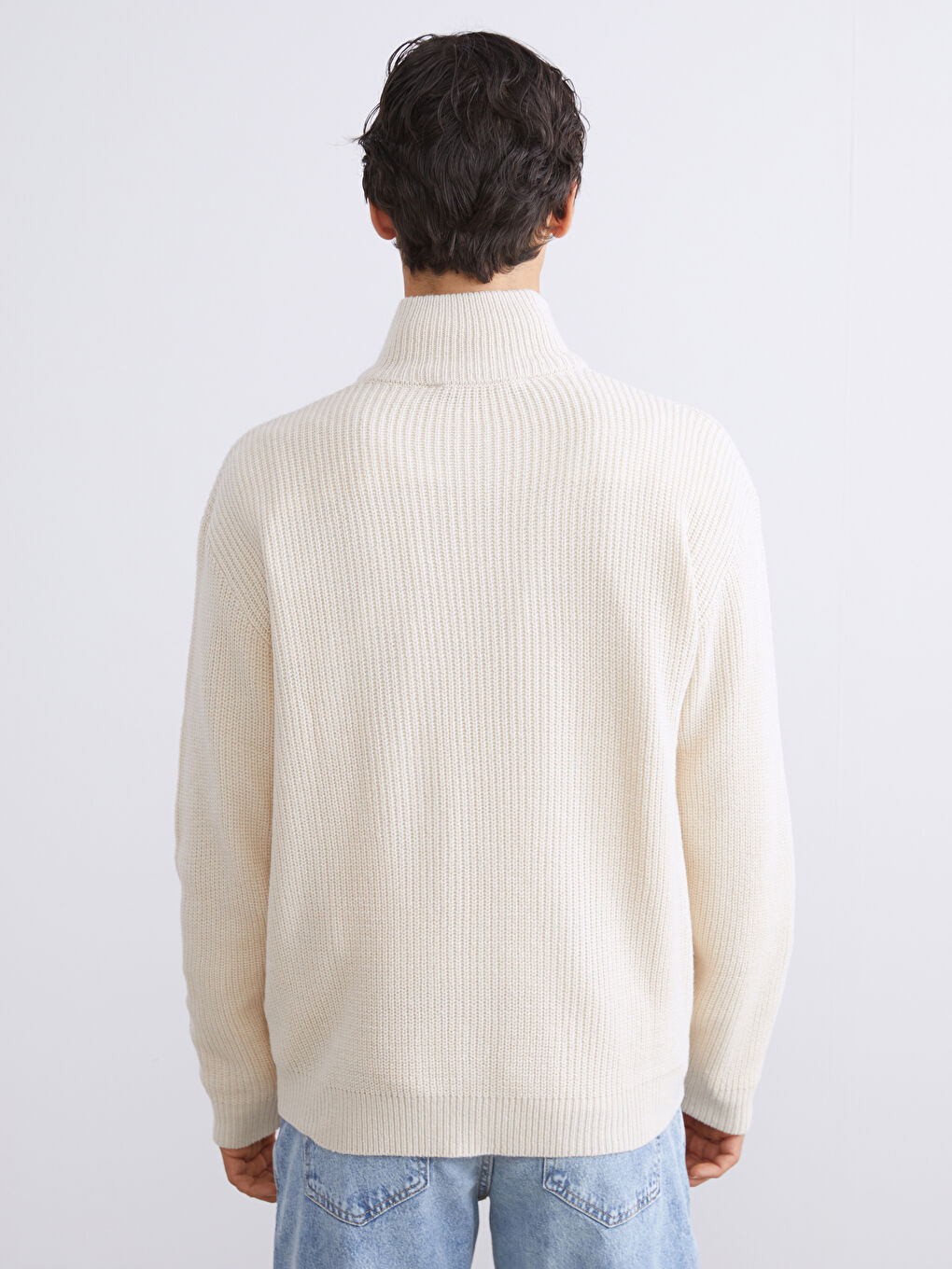 Standard Fit Stand Collar Men's Sweater-3