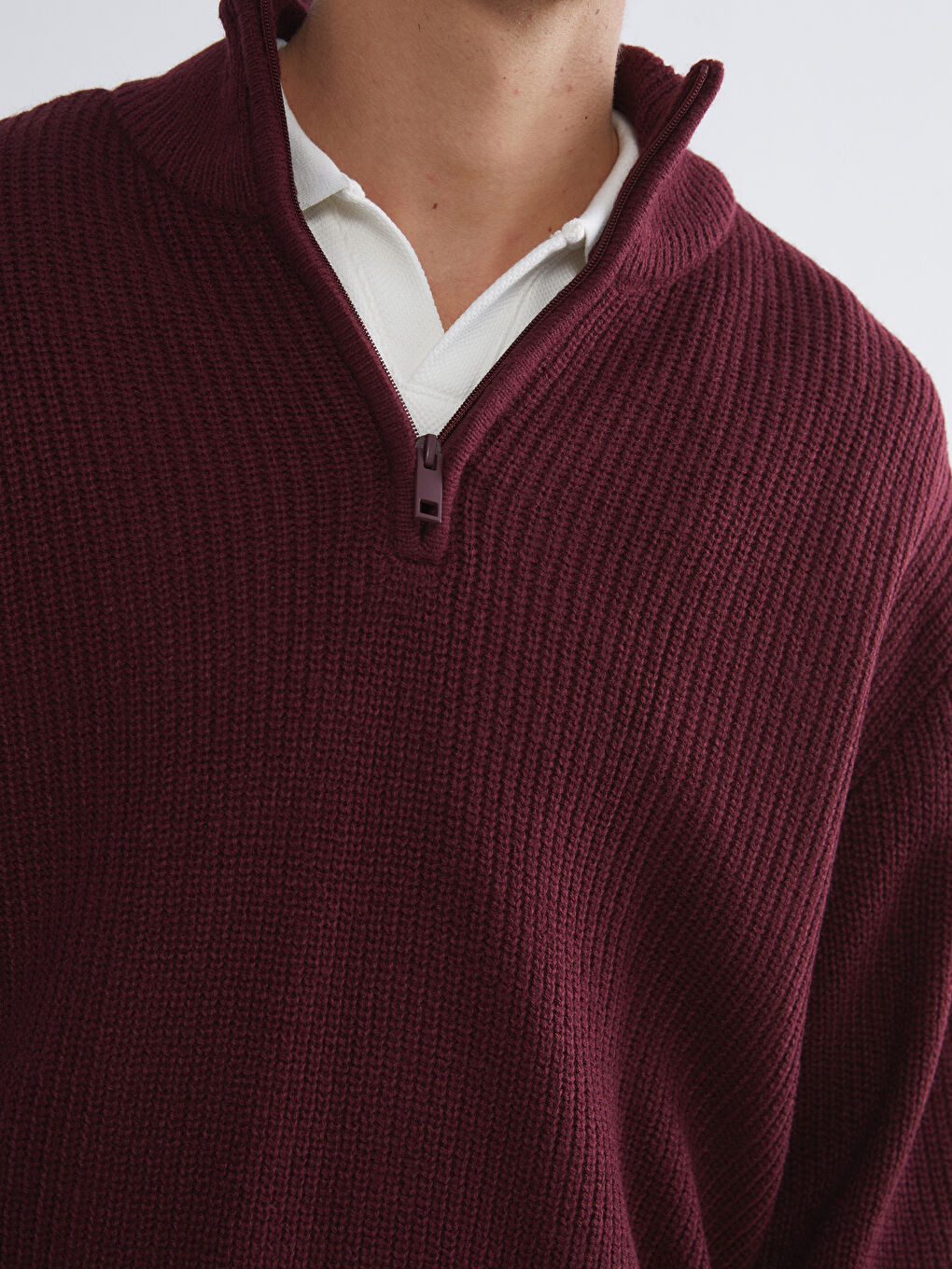 Standard Fit Stand Collar Men's Sweater-2