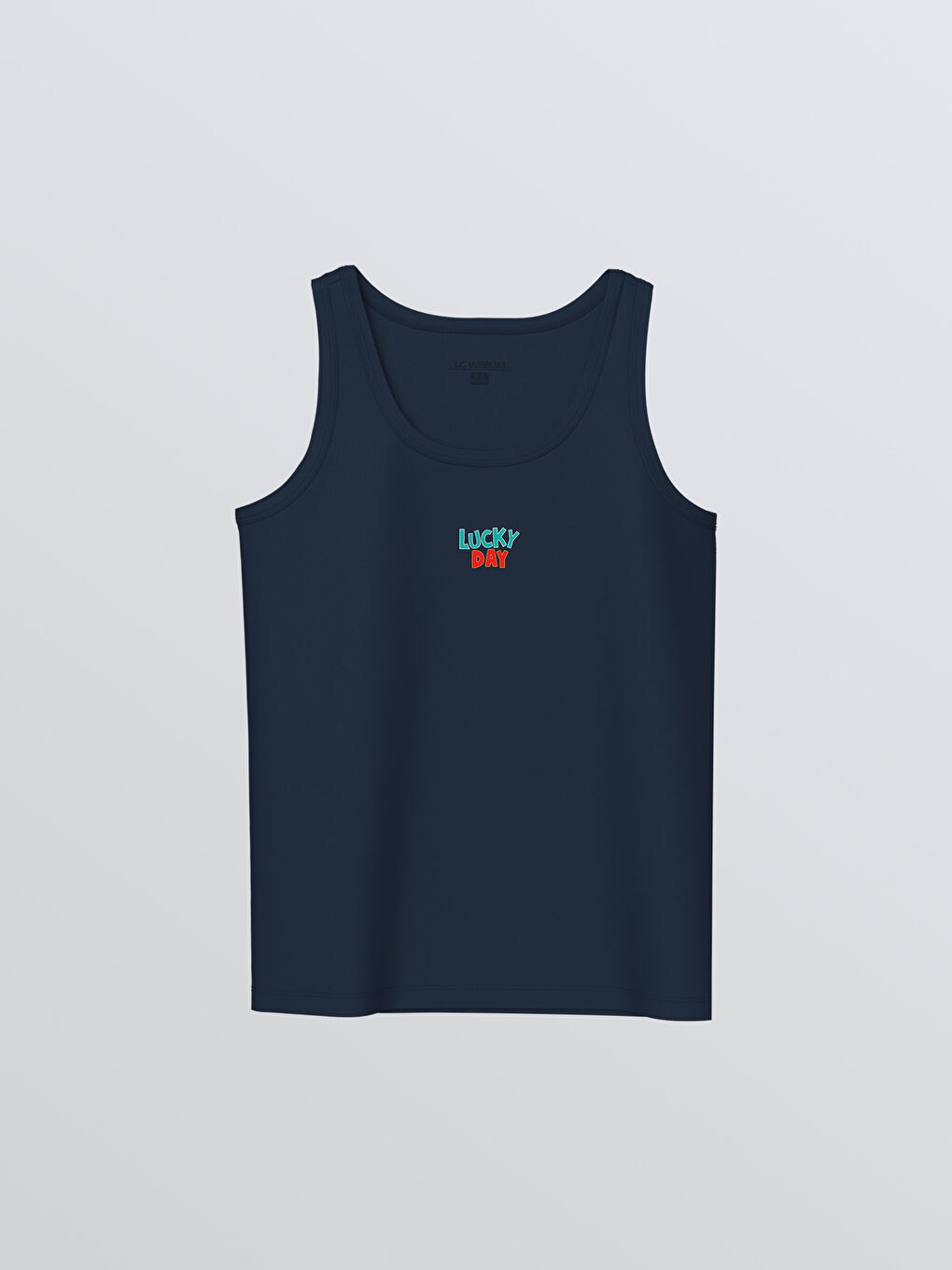 Lacivert Bisiklet Yaka Baskılı Erkek Çocuk Atlet