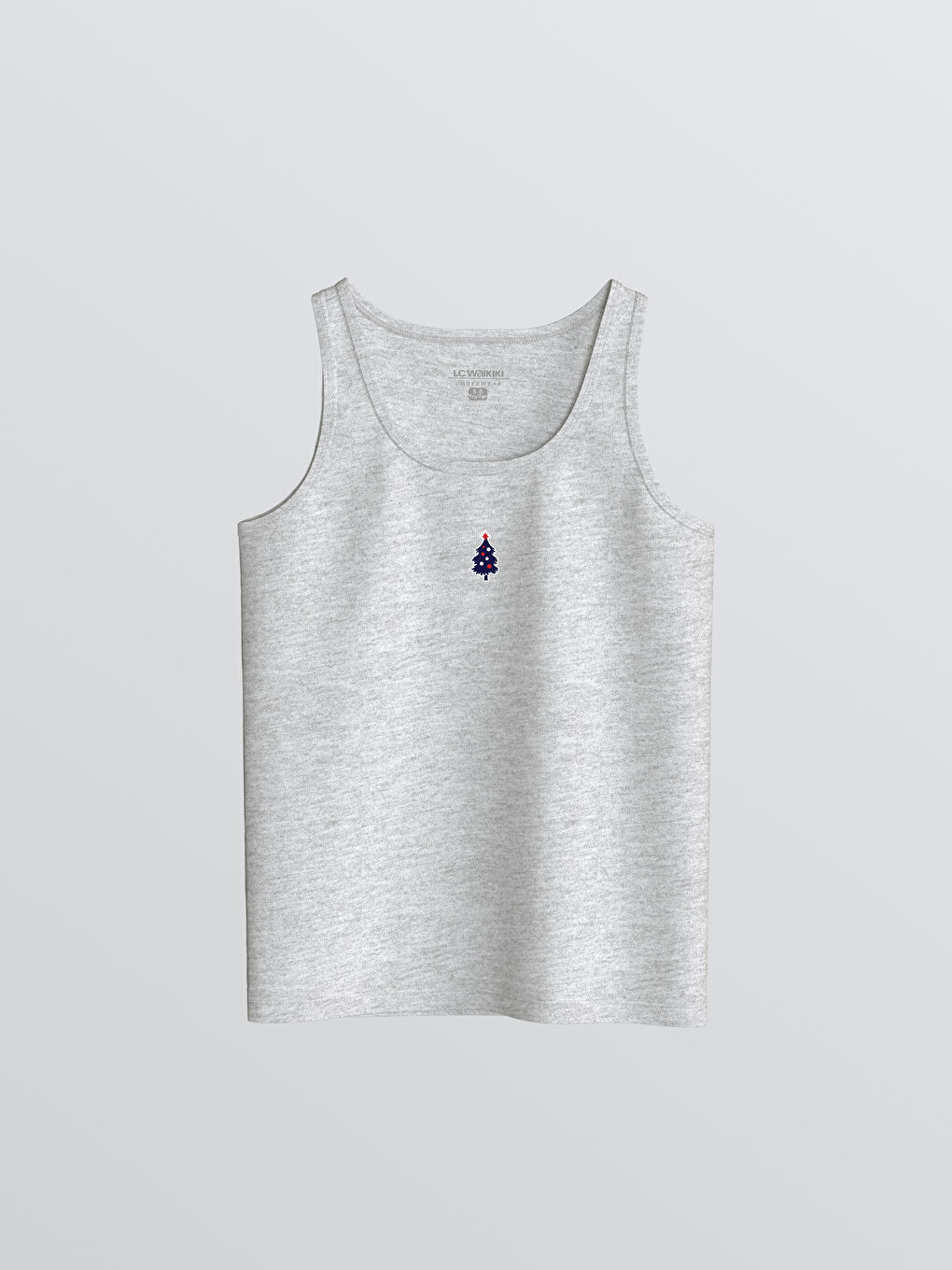 Gri Bisiklet Yaka Yılbaşı Temalı Erkek Çocuk Atlet