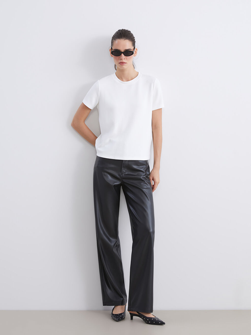 Slim Fit Women's Faux Leather Trousers