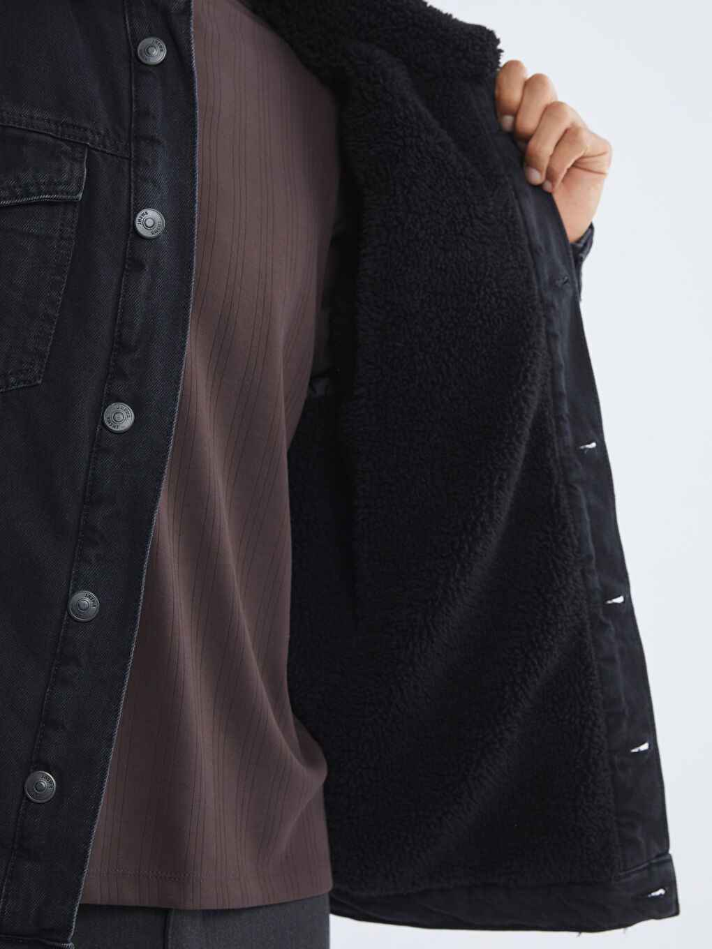 Siyah Standart Kalıp Erkek Jean Ceket-2