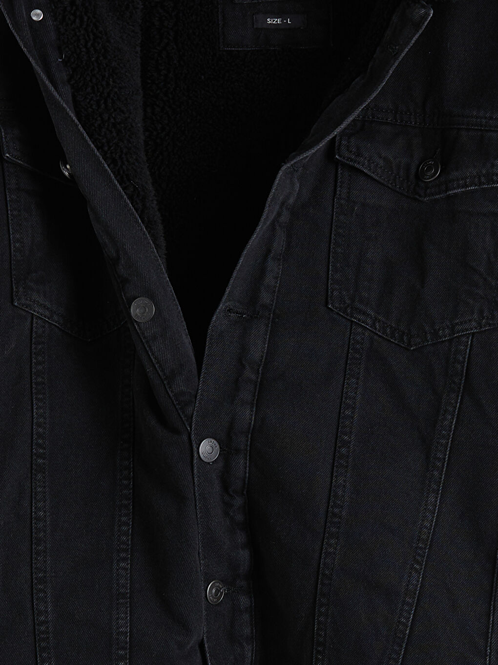 Siyah Standart Kalıp Erkek Jean Ceket-6