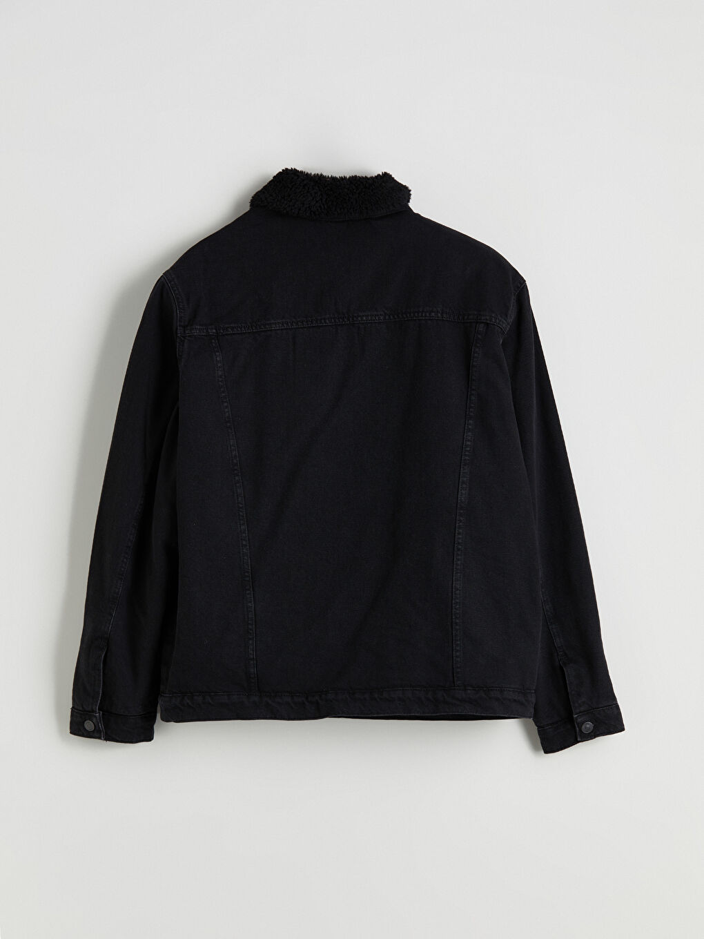 Siyah Standart Kalıp Erkek Jean Ceket-7