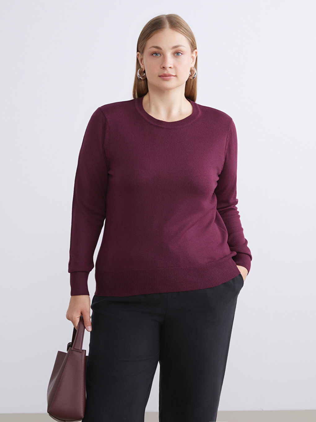Crew Neck Women's Knitwear Sweater-2
