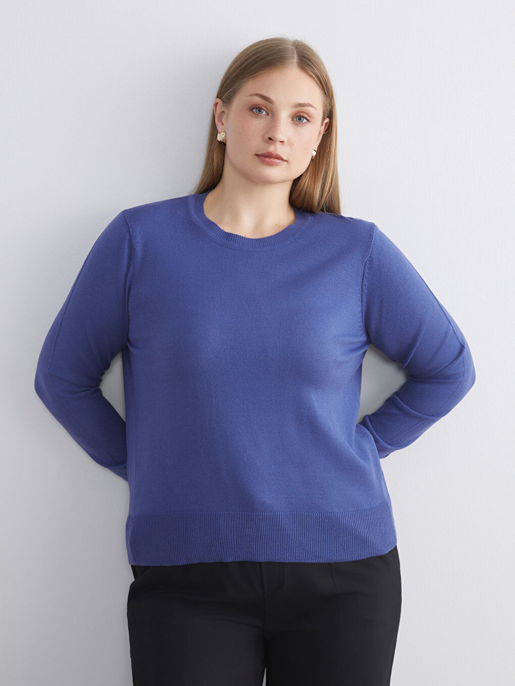 Mor Bisiklet Yaka Kadın Triko Kazak-1